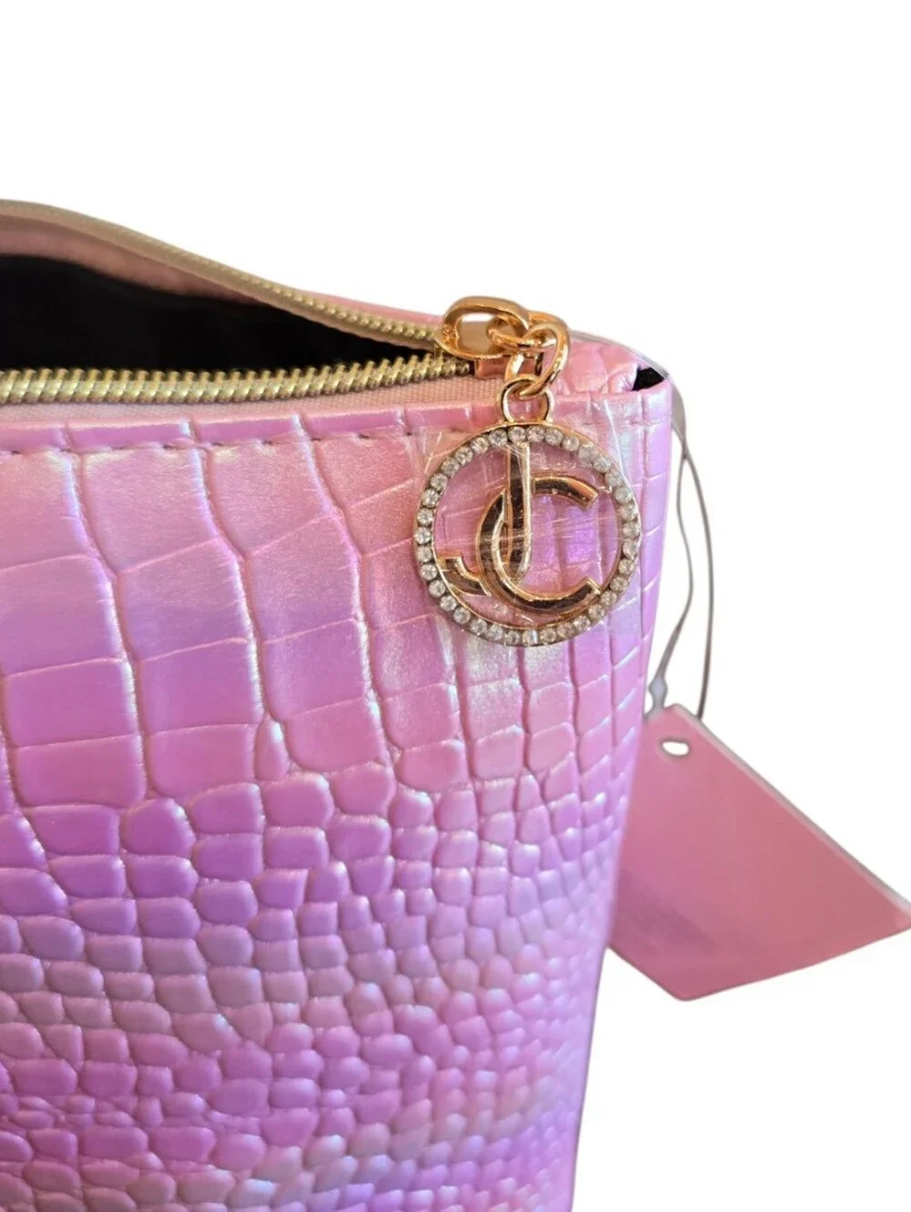 Juicy Couture Metallic Iridescent Pink Converted Makeup Crossbody Bag